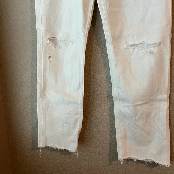 Moussy Vintage Distressed White Denim Jeans Button Fly Size 28 New NWT Raw Hem - Picture 5 of 12